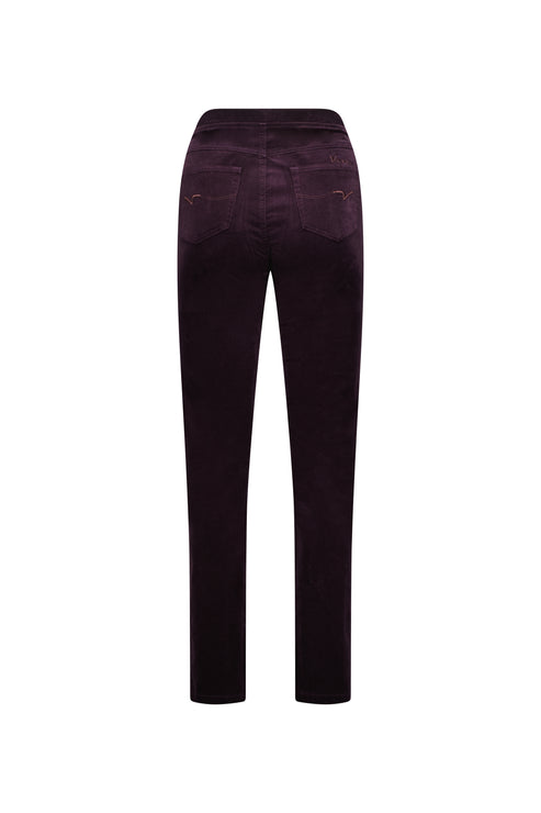 Vassalli -  Slim Leg Pull On Pant - Pinwale Cord - Mulberry