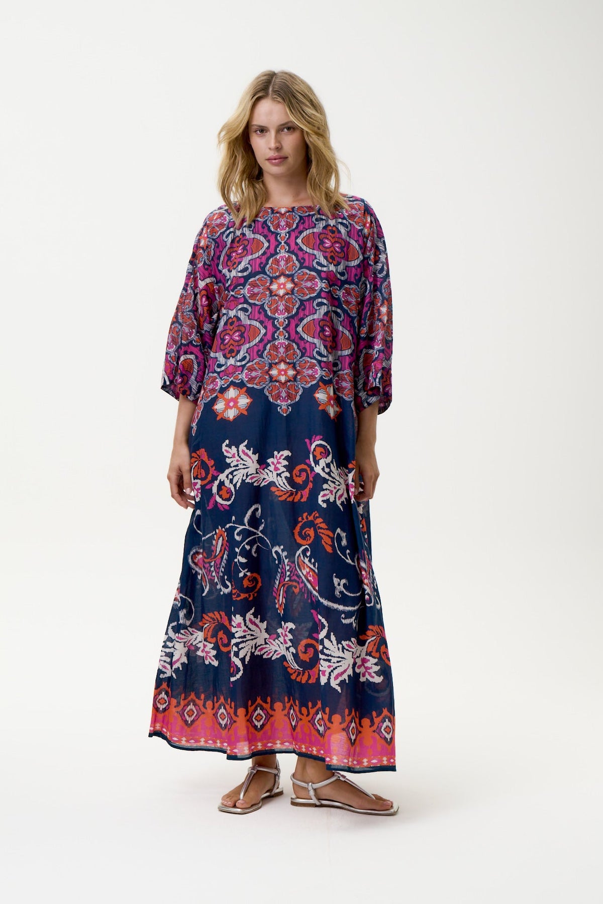 One Season - Jackie Print Isola Sushi Voile - Navy/Pink