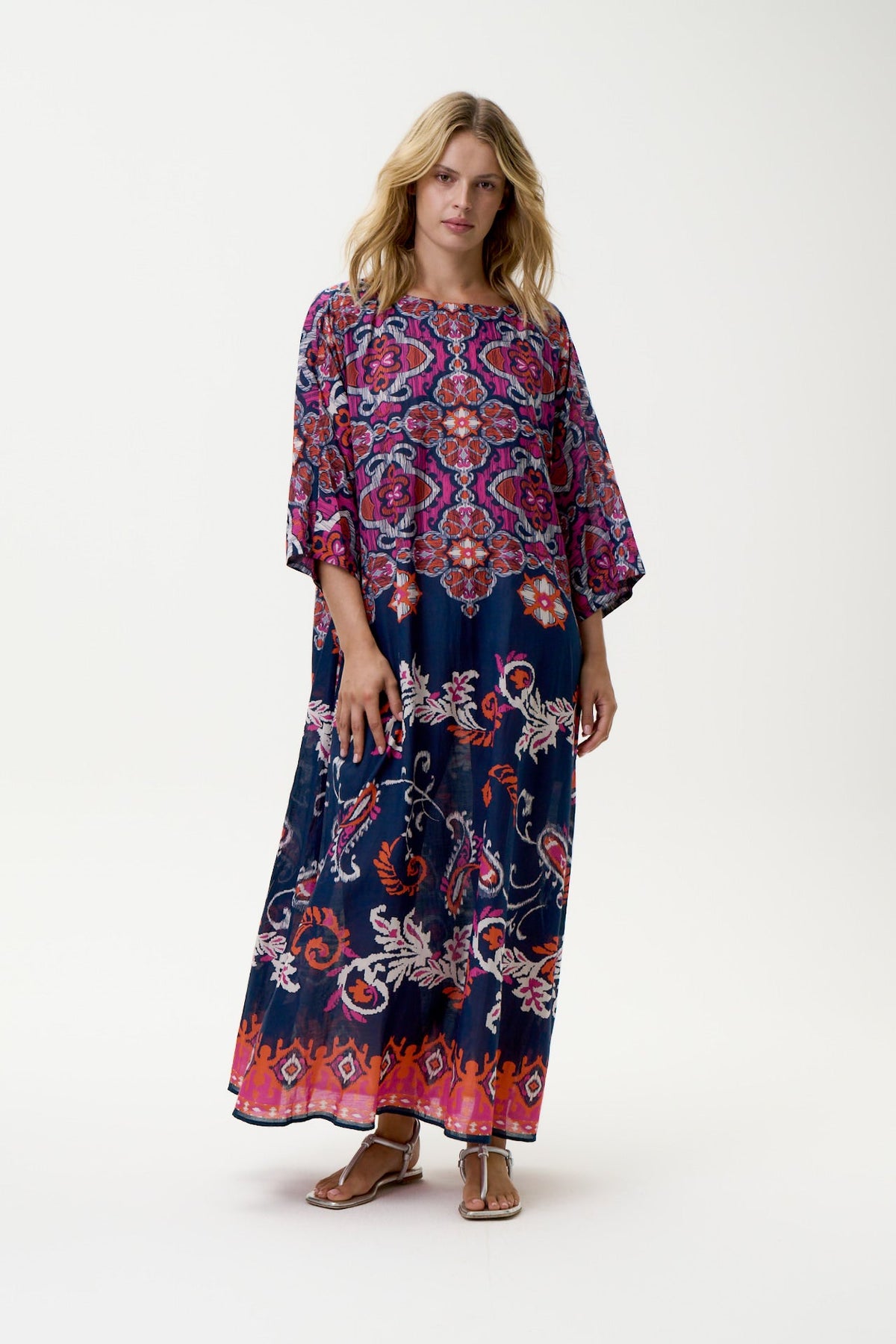 One Season - Jackie Print Isola Sushi Voile - Navy/Pink