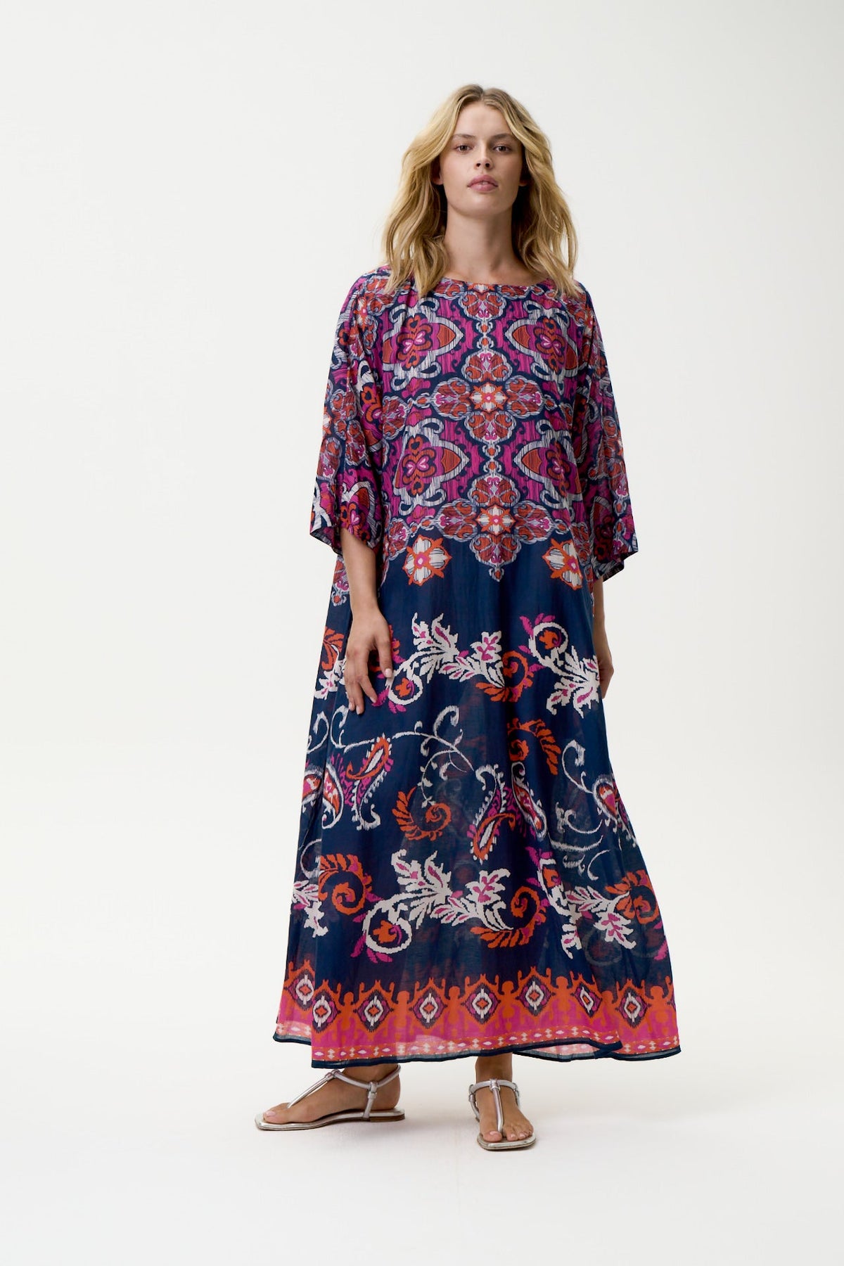 One Season - Jackie Print Isola Sushi Voile - Navy/Pink