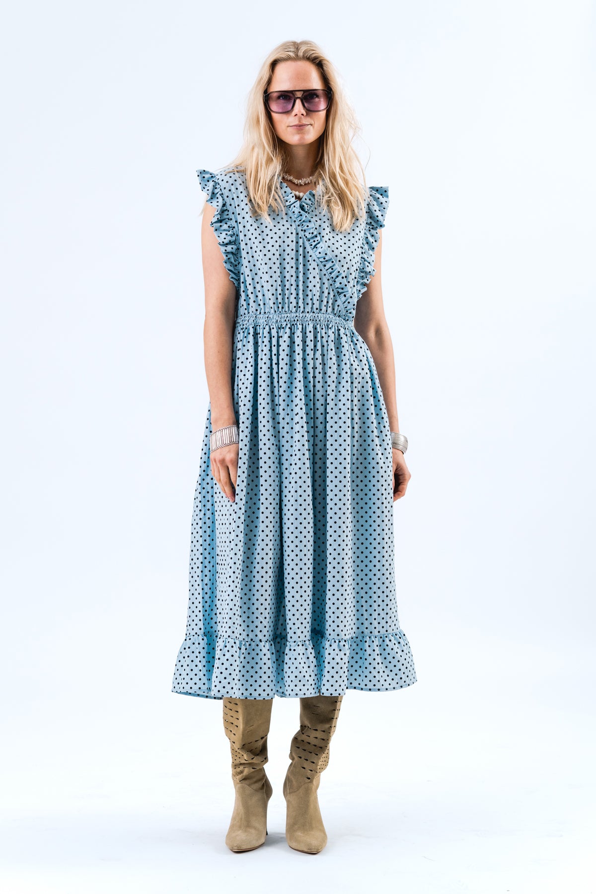 Lollys - IdinaLL Midi Dress SL - Light Blue