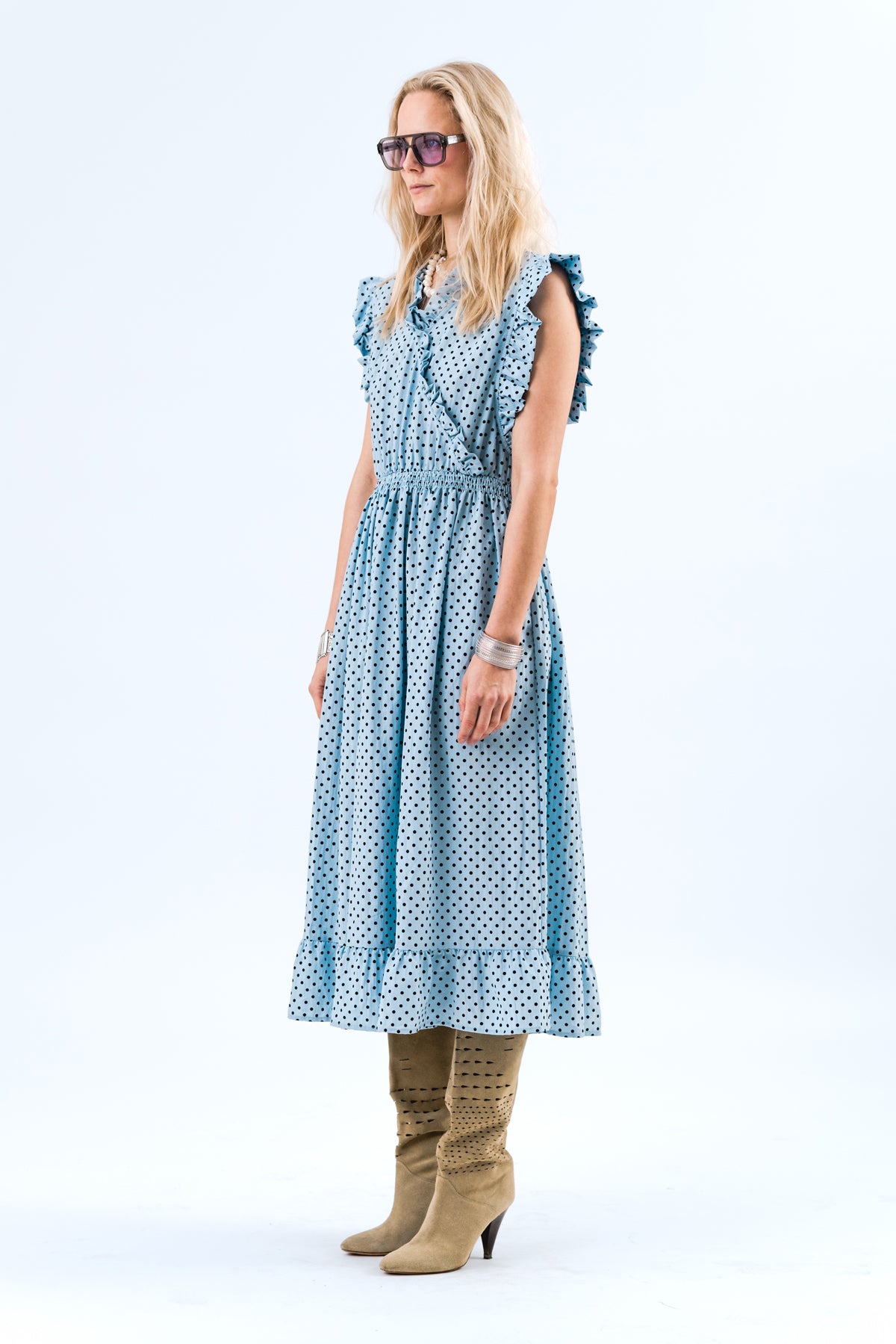 Lollys - IdinaLL Midi Dress SL - Light Blue