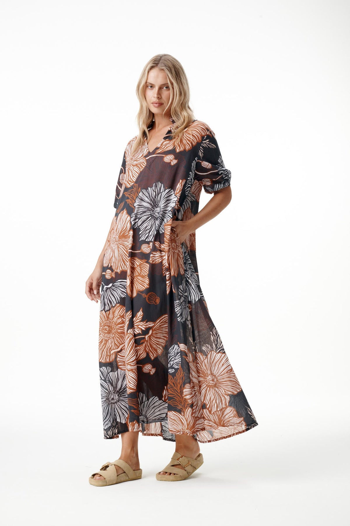 One Season - Long Grace Dress - Poppy Black Tan