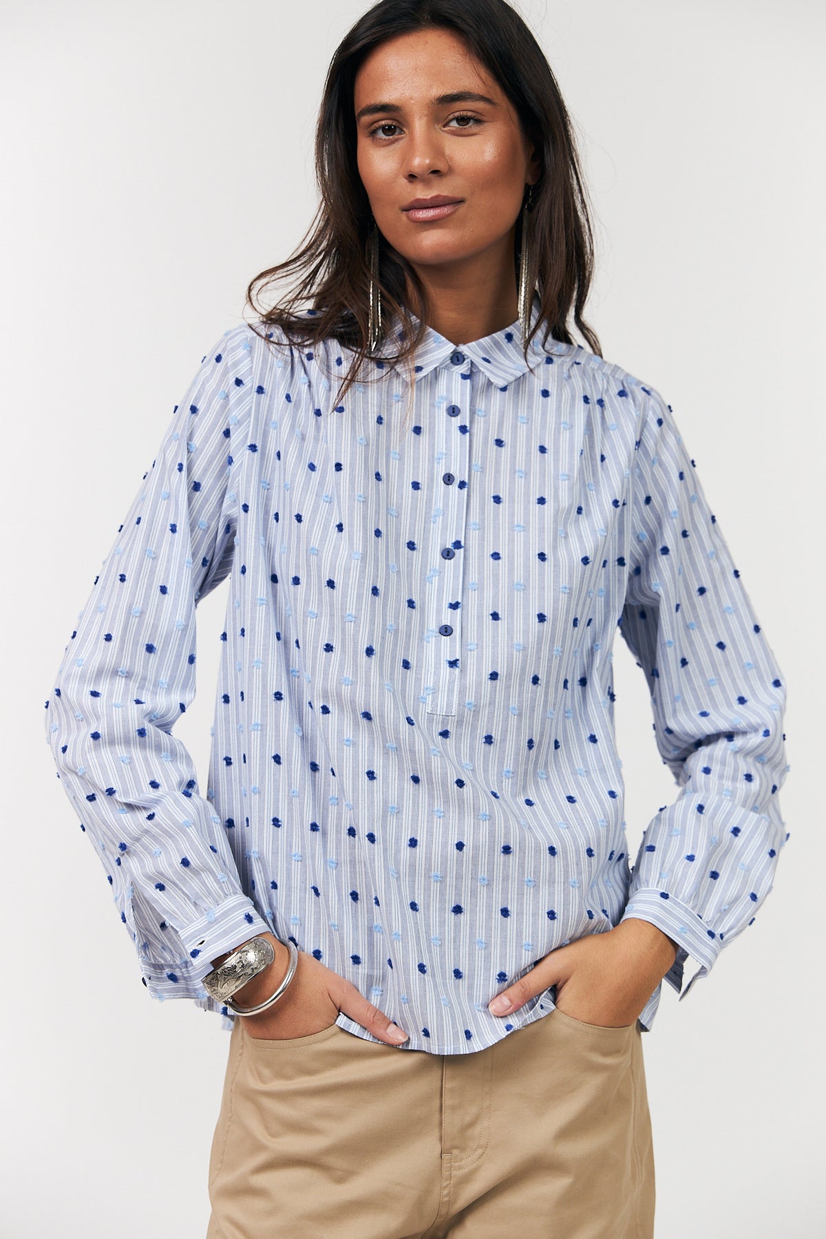 Lollys Laundry -LariLL Shirt - Dark Blue Dots