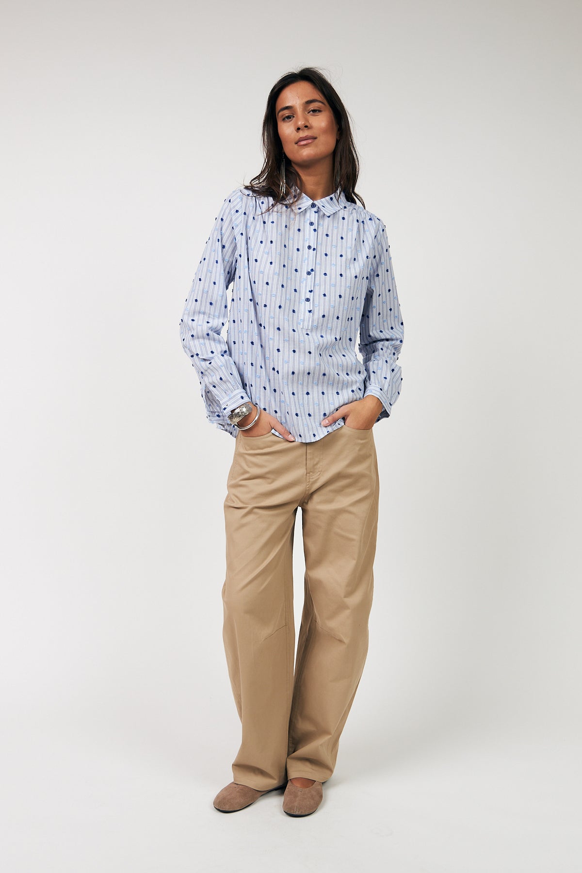 Lollys Laundry -LariLL Shirt - Dark Blue Dots
