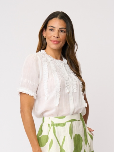Foil  - Frill Of It Blouse - White
