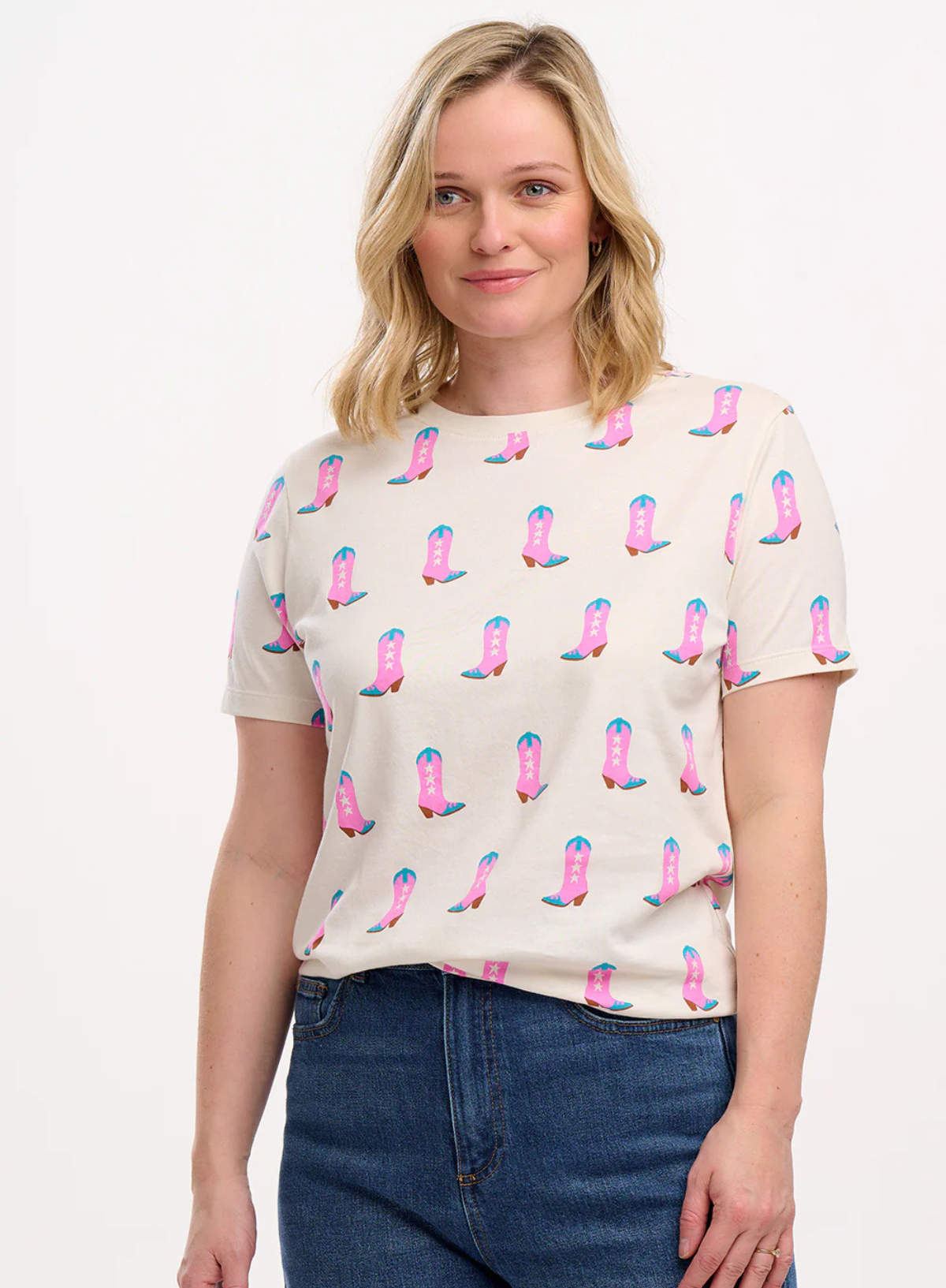 Sugarhill - Maggie T-shirt - Off-White, Cowgirl Boots