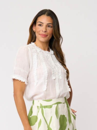 Foil  - Frill Of It Blouse - White