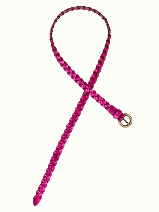 King Louie - Shiny Braided Belt - Metallic Pink