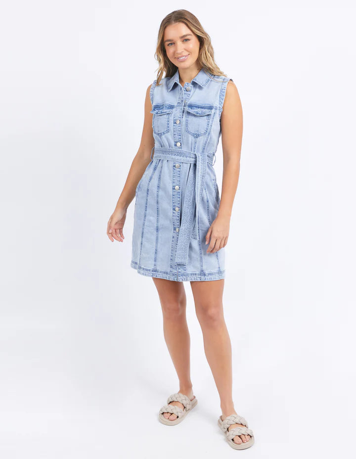 Foxwood - Talbert Sleeveless Denim Dress - Denim Blue