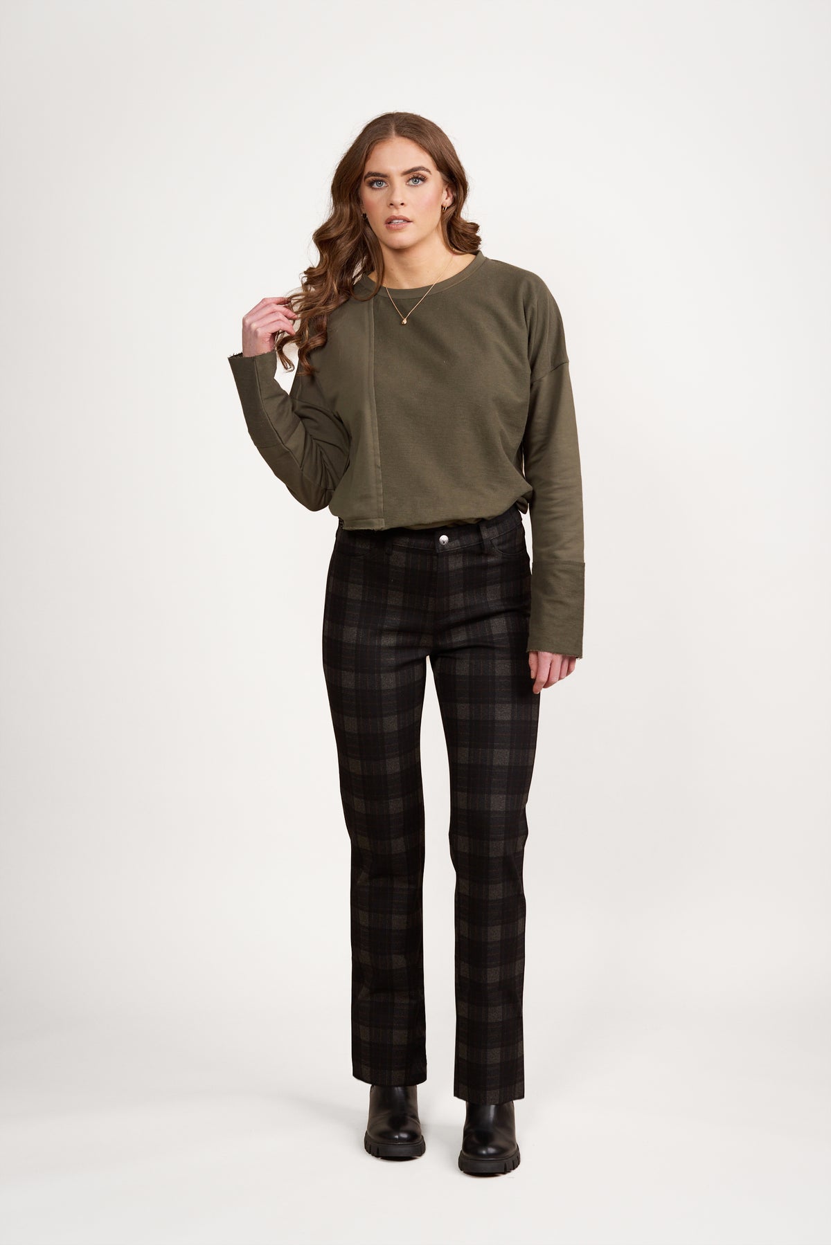 Vassalli -  Slim Leg Printed Ponti Pant - Oak