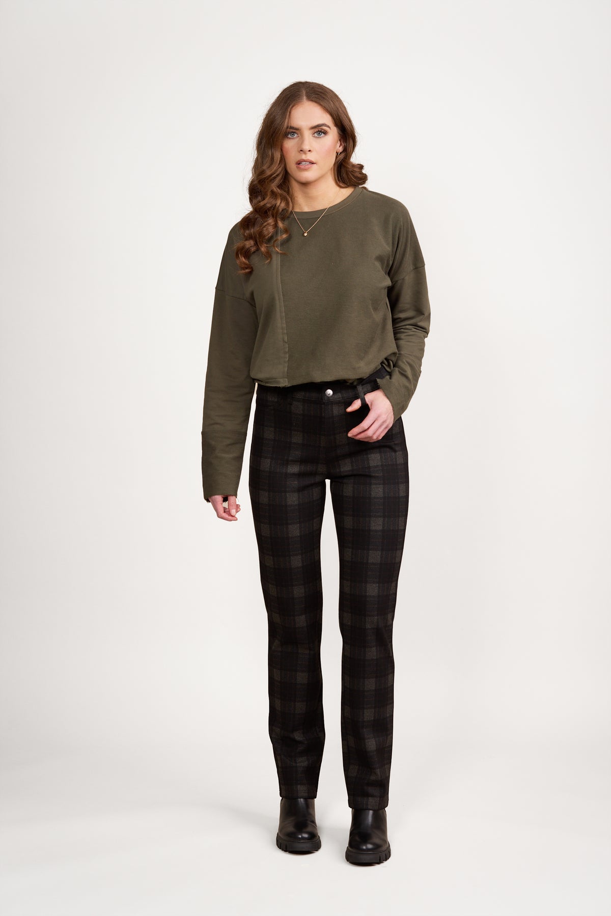 Vassalli -  Slim Leg Printed Ponti Pant - Oak