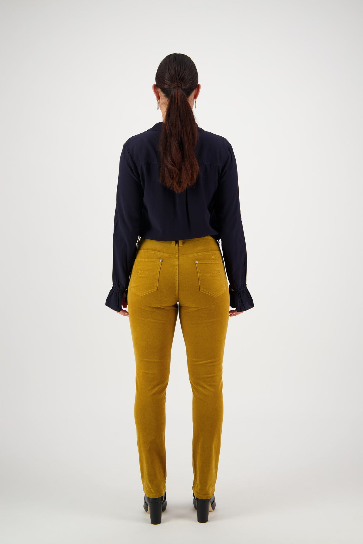 Vassalli - Jean Style Narrow Leg Cord Pant - Mustard