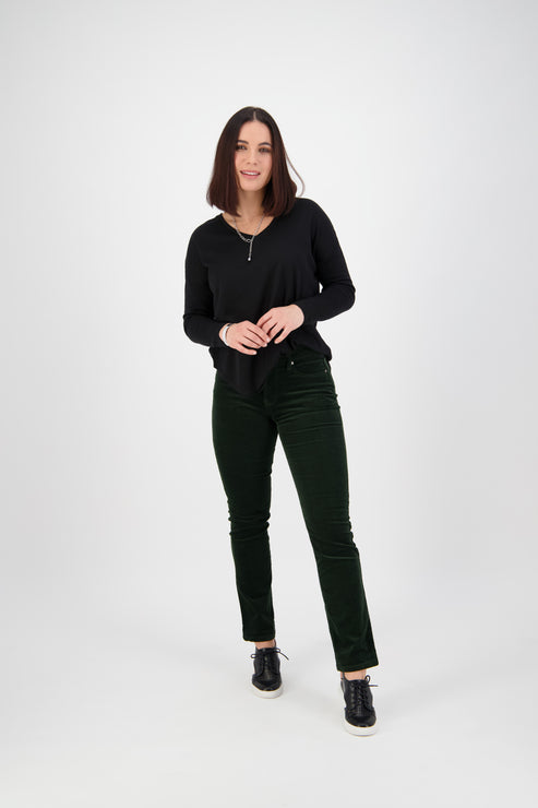 Vassalli - Jean Style Straight Leg Cord Pant - Forest