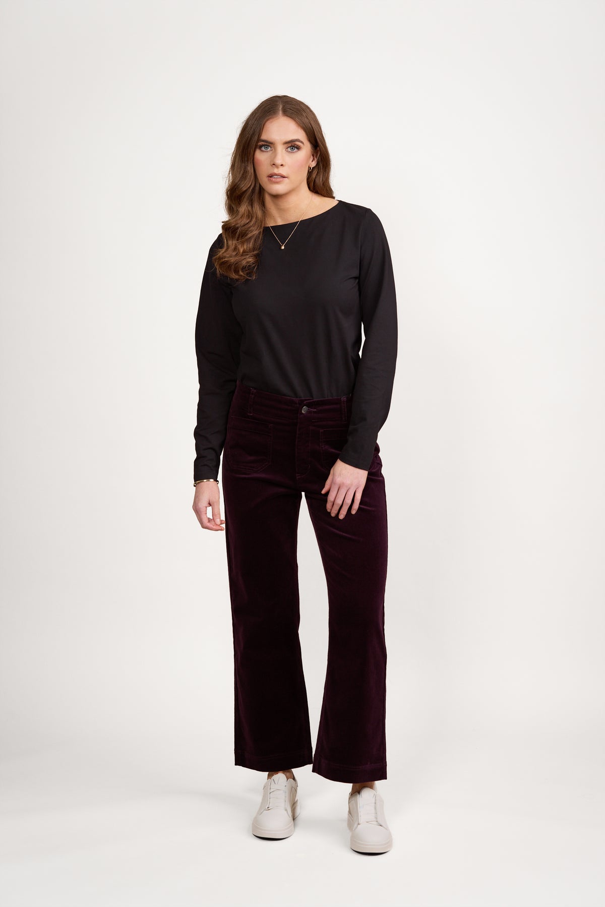 Vassalli -  Wide Leg Ankle Grazer Pant - Mulberry