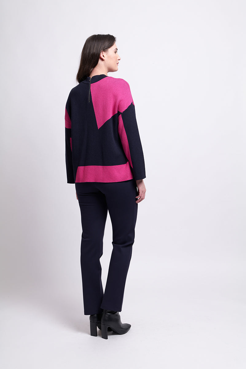 Foil - Chip off the Old Block Knit Top -  Navy Pink