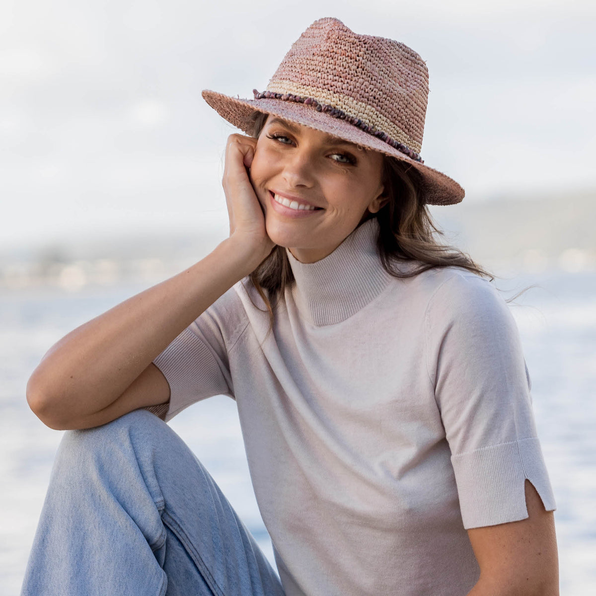 Christine Raffia Fedora - Old Rose - BD763