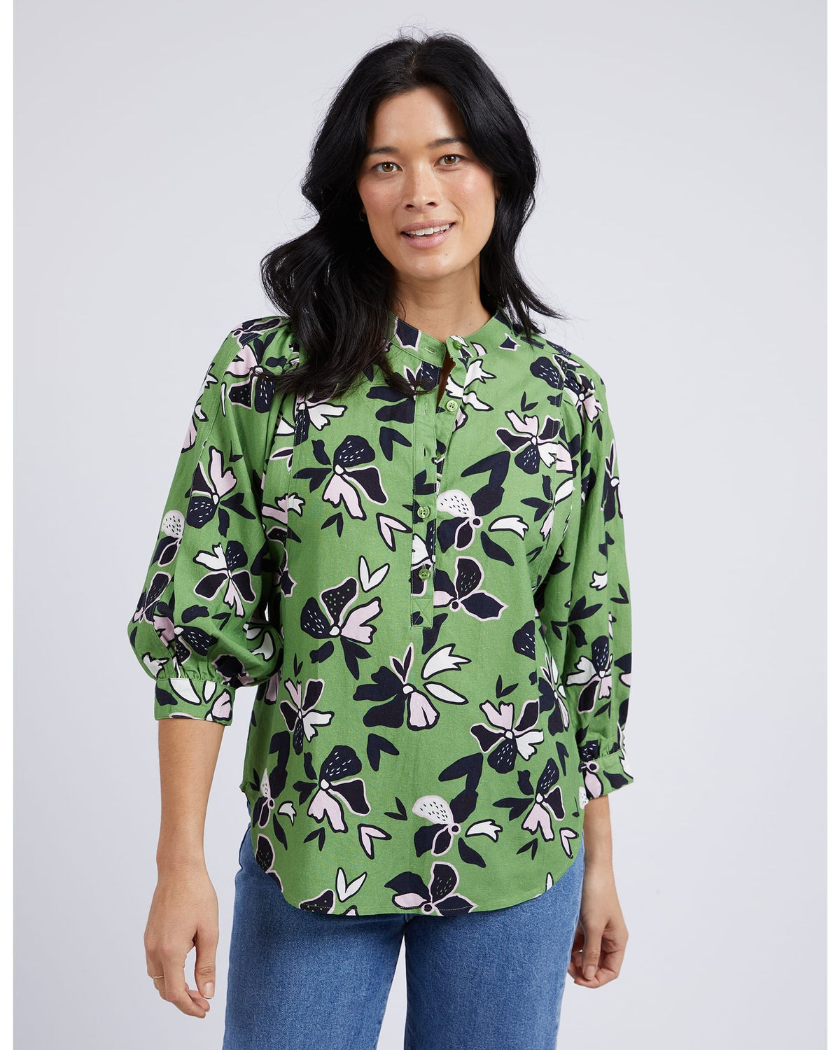 Elm - Idyll Floral Shirt - Navy Green