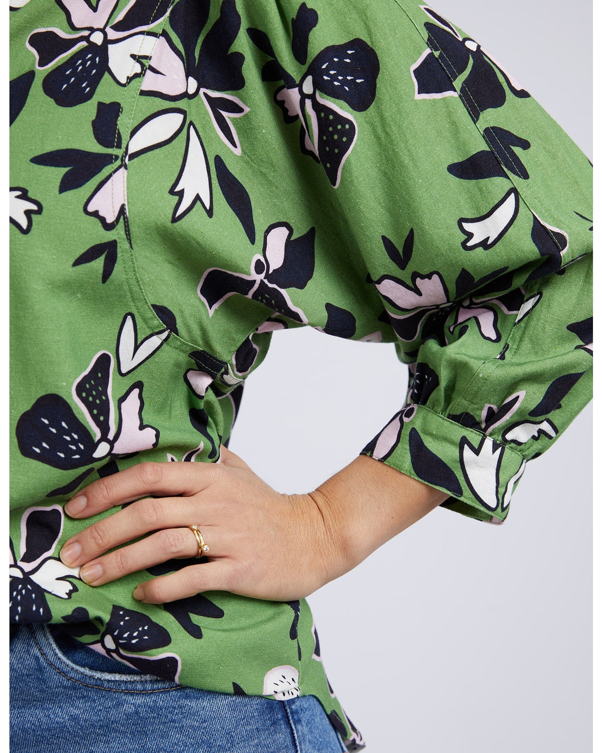 Elm - Idyll Floral Shirt - Navy Green