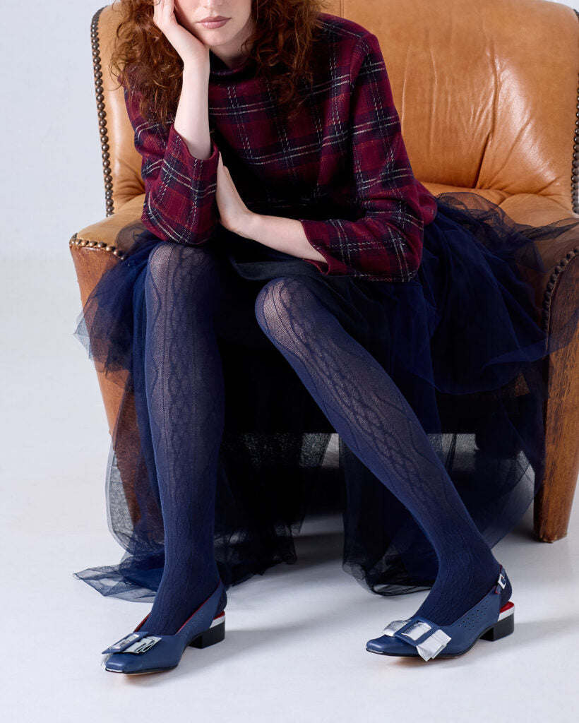 Tightology – Aran Cashmere Blend Tights – Navy