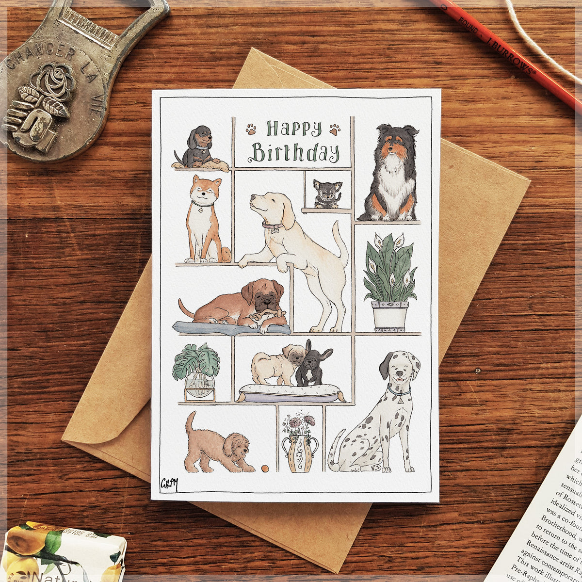 Erlenmeyer Art Card - Happy Birthday, Puppy-Lover!