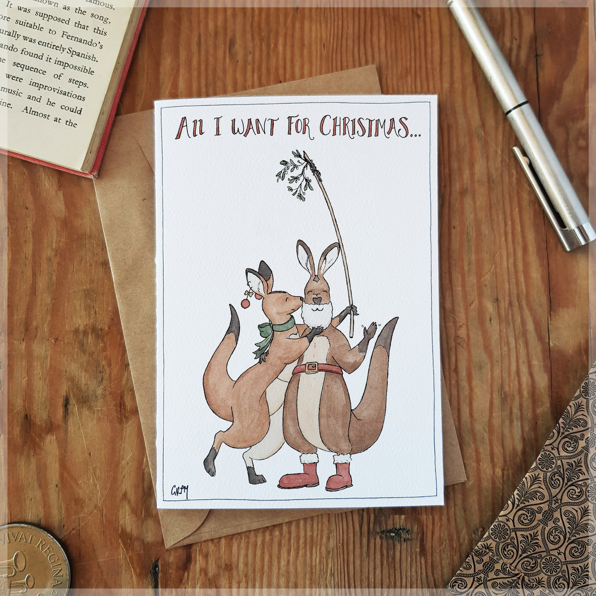 Erlenmeyer Art Card -  All I Want is Roo! Christmas Card