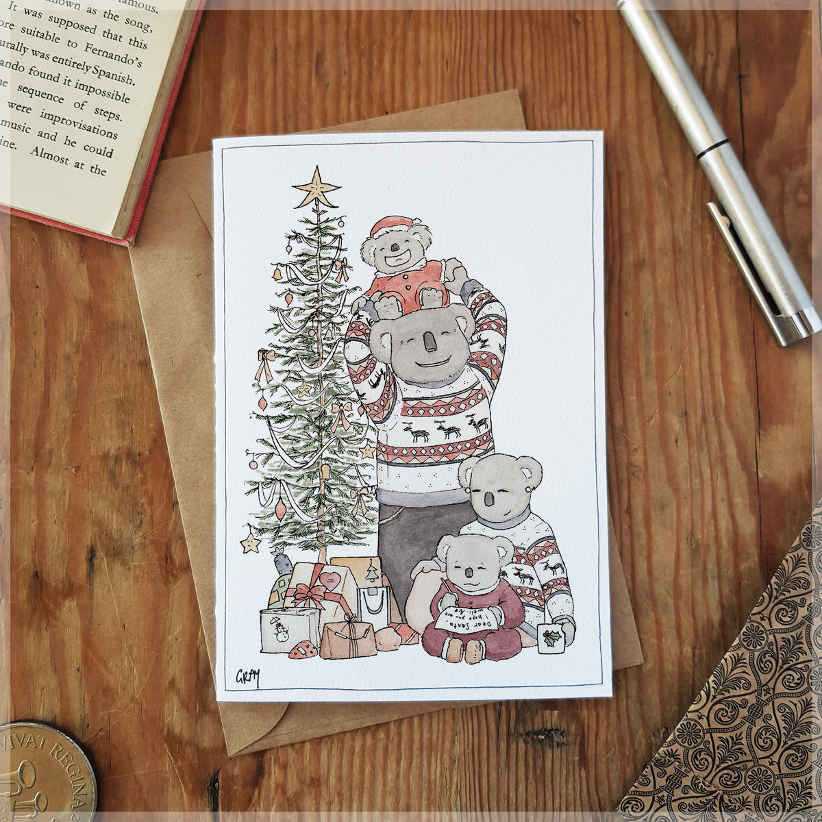 Erlenmeyer Art Card -  Christmas Koalas