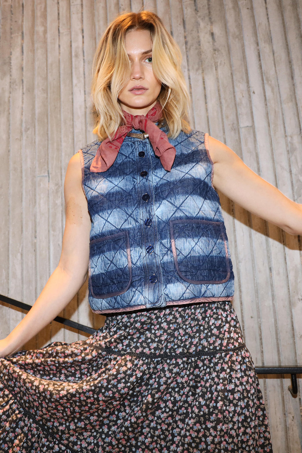 Lollys Laundry - Cairo Quilted Vest - Denim