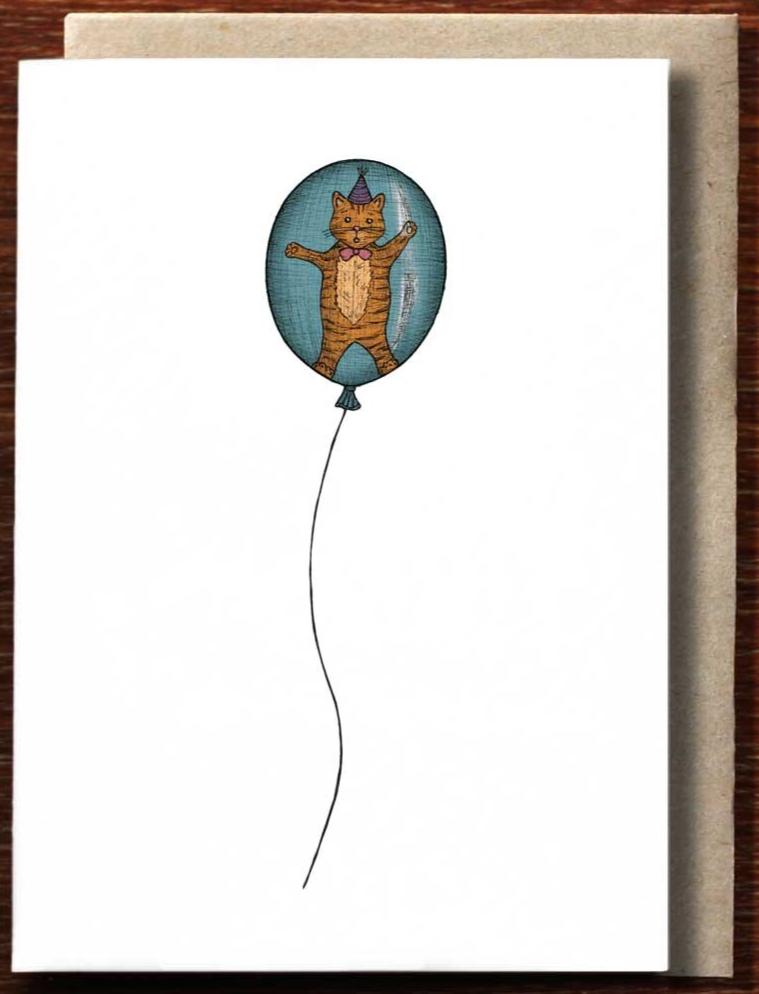 Nonsense Maker Card - Cat in a Balloon