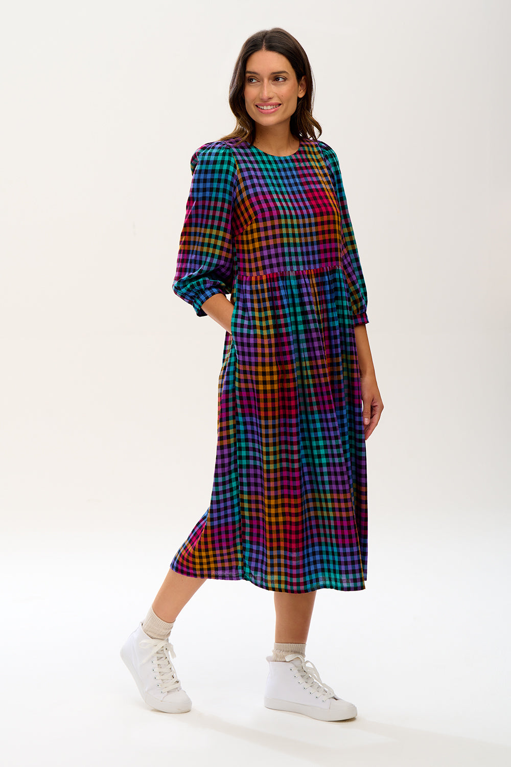 Sugarhill - Kiara Midi Smock Dress - Dark Gingham