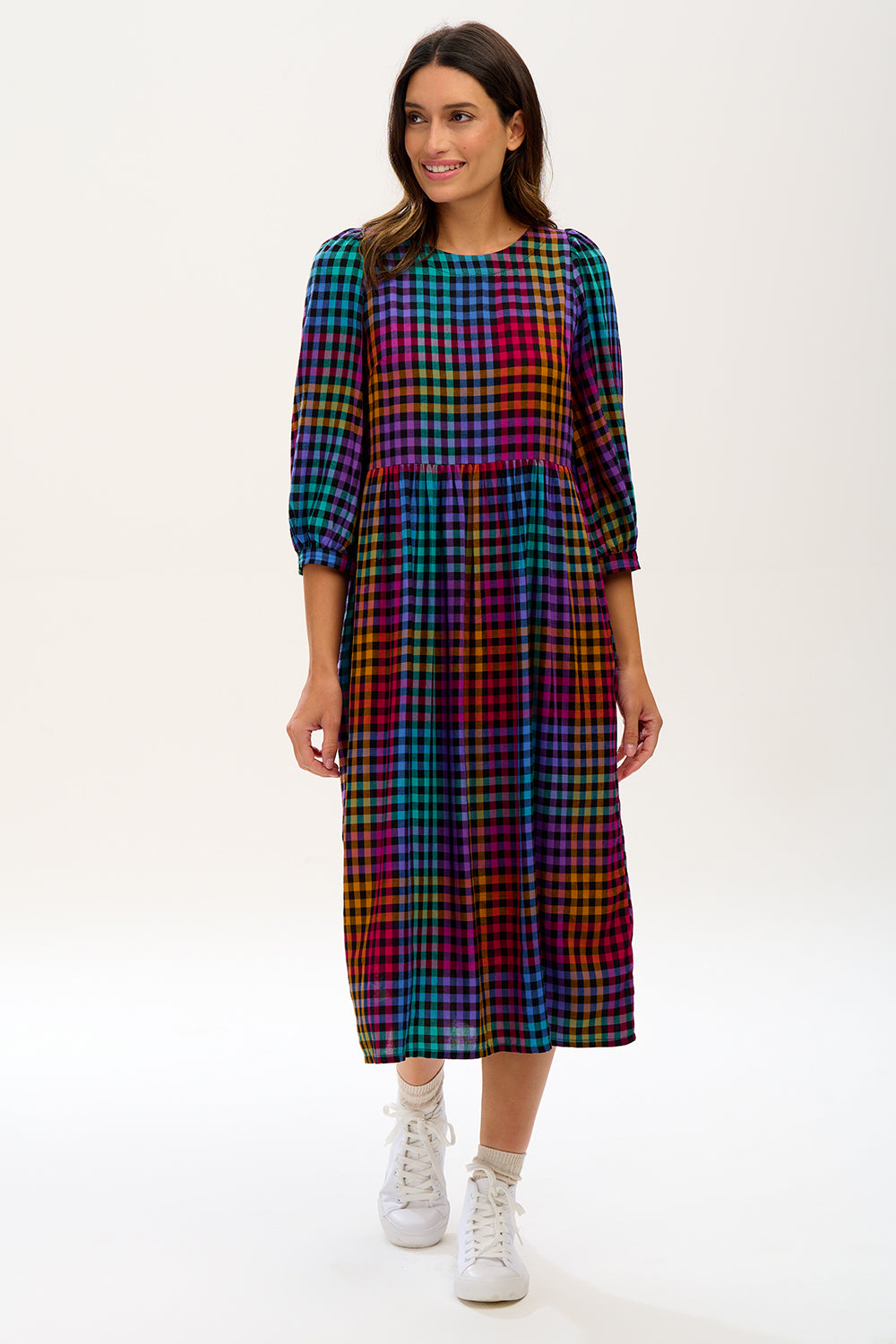 Sugarhill - Kiara Midi Smock Dress - Dark Gingham