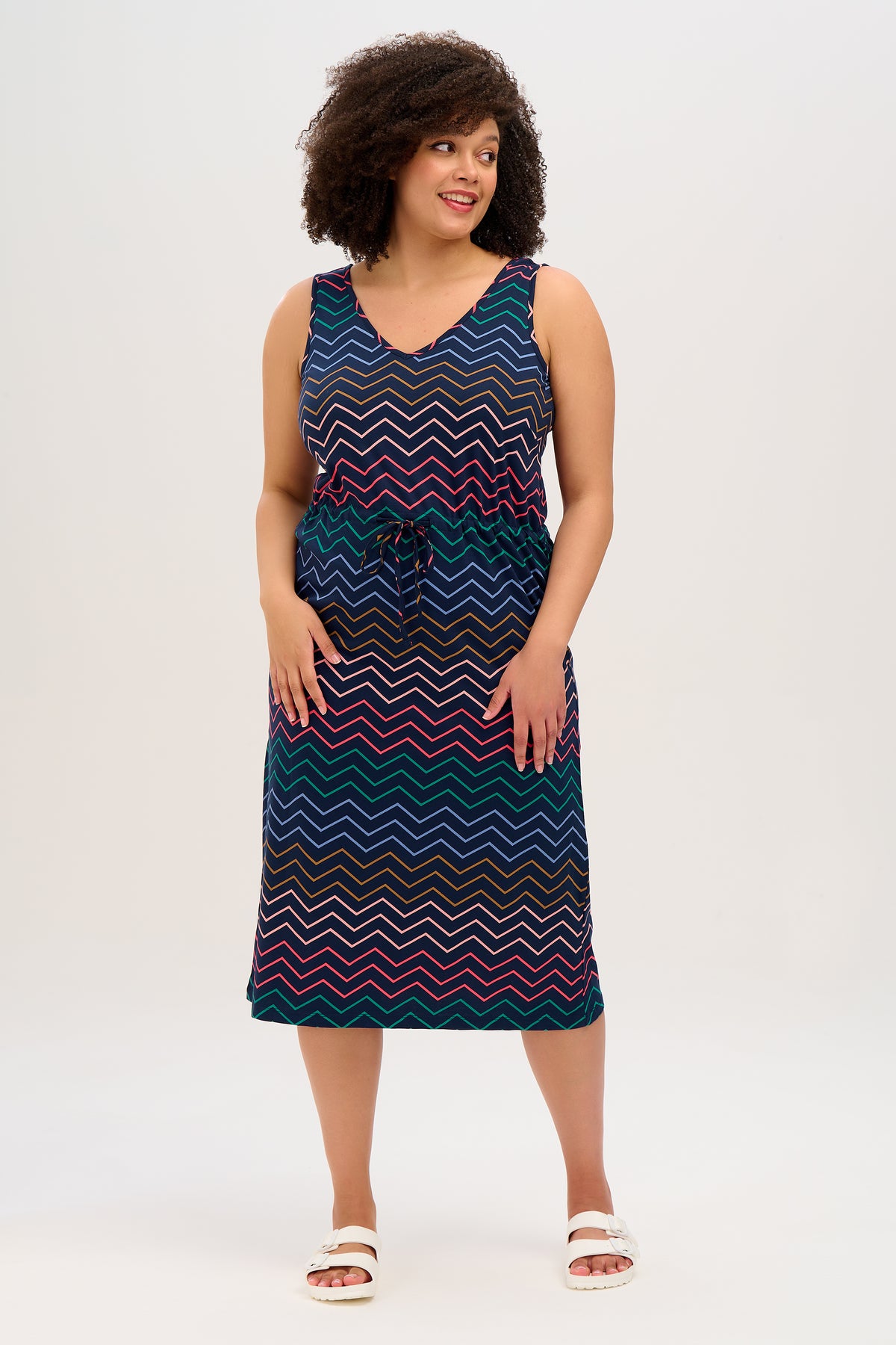 Sugarhill - Gilly Jersey Tank Dress - Navy Chevron