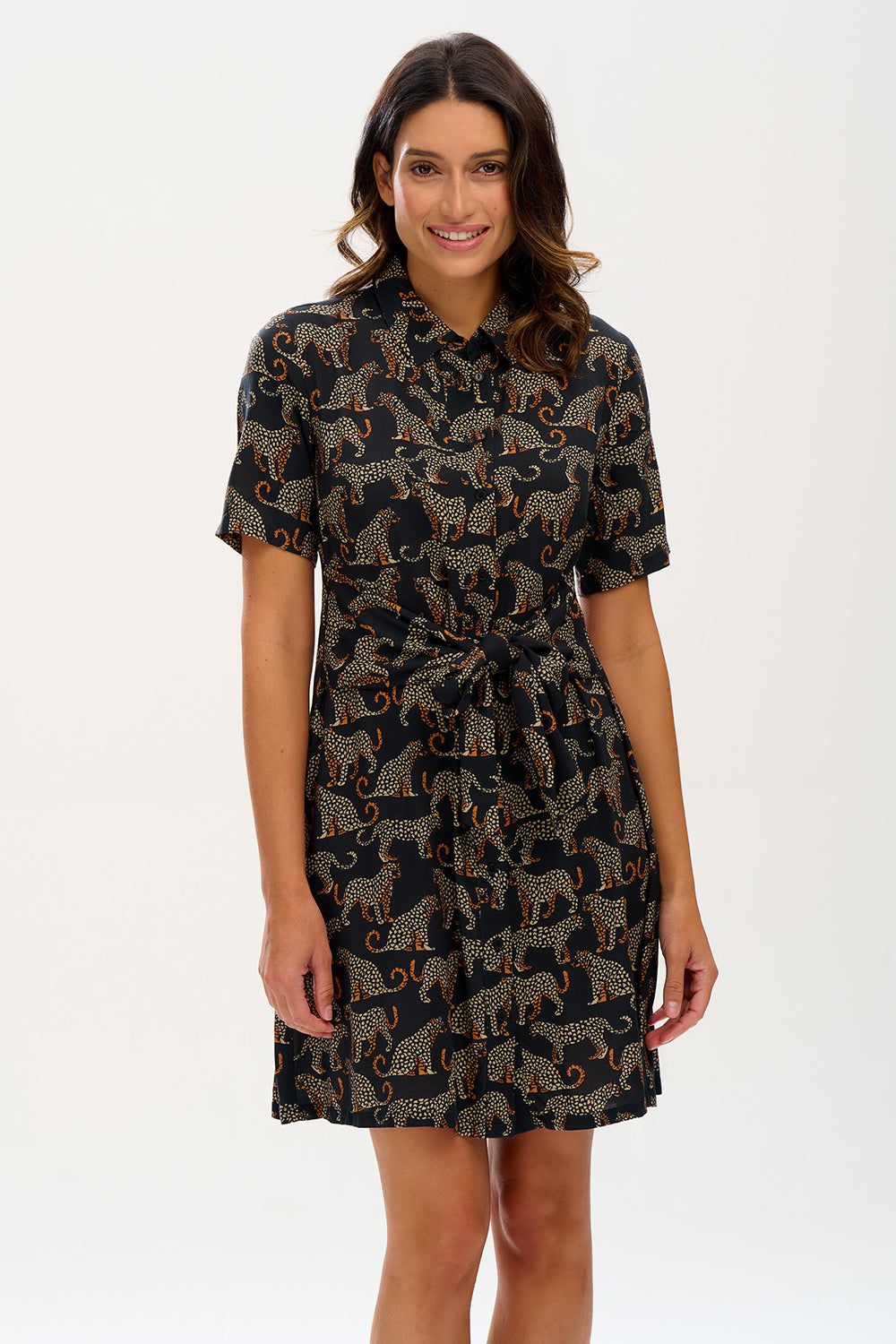 Sugarhill - Dessie Shirt Dress - Black Leopard Spots