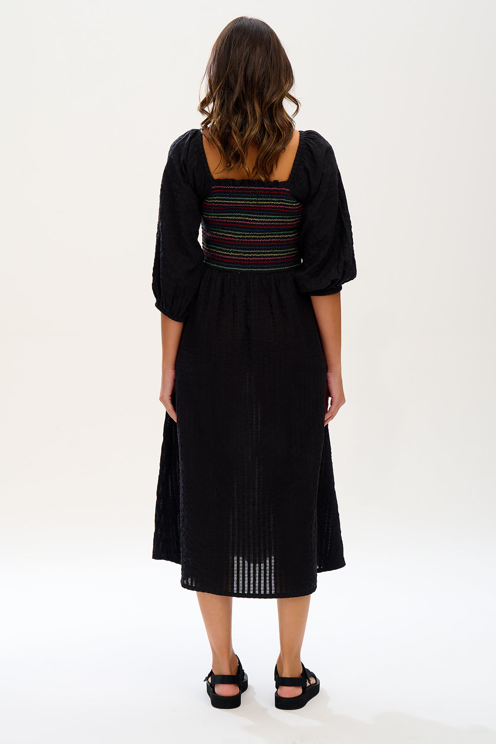 Sugarhill - Emaline Shirred Dress - Black Rainbow