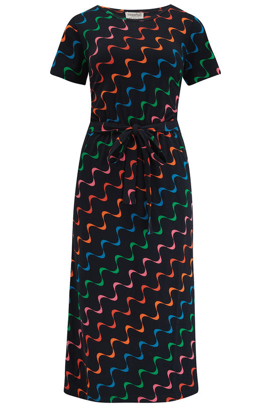 Sugarhill - Flissy Jersey Midi Dress - Black Waves