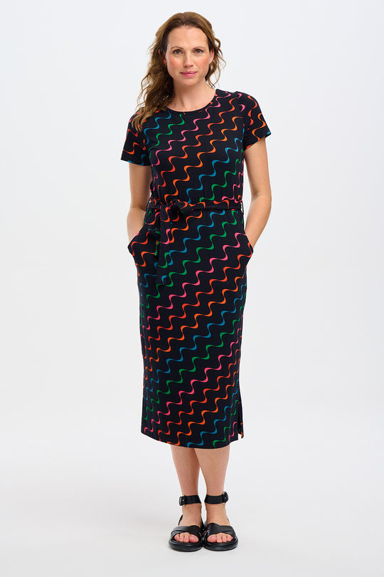 Sugarhill - Flissy Jersey Midi Dress - Black Waves