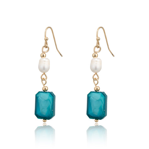 LOTUS Earring -  Turquoise &amp; Pearl Drops