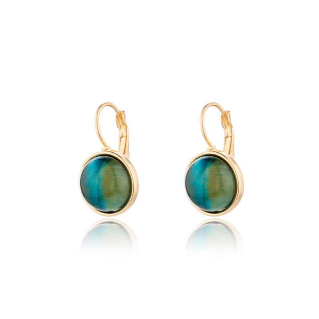 LOTUS - Blue Green Drop Earring - Gold