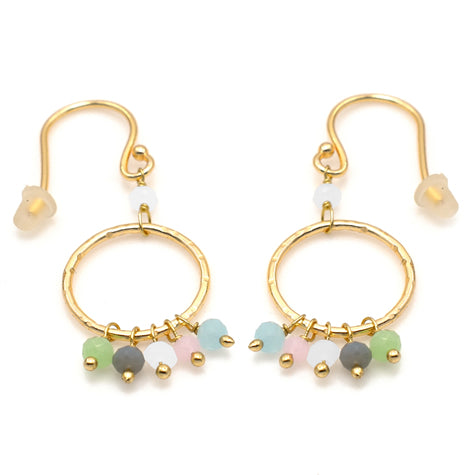 Circle Earring -  Multi Chalcedony beads