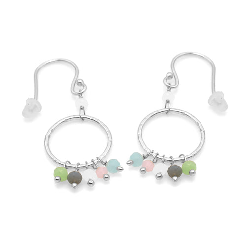 Circle Earring -  Silver Beaded