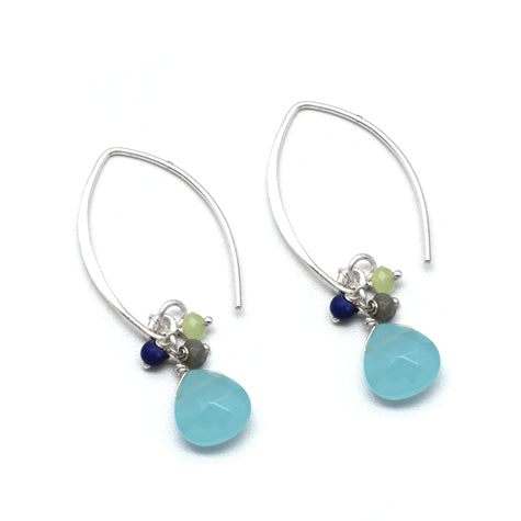 Hook Earring -  Silver Aqua Chalcedony