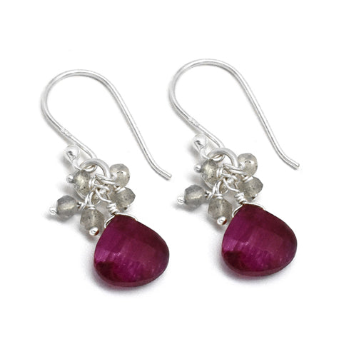 Ruby Earring - Silver Drop