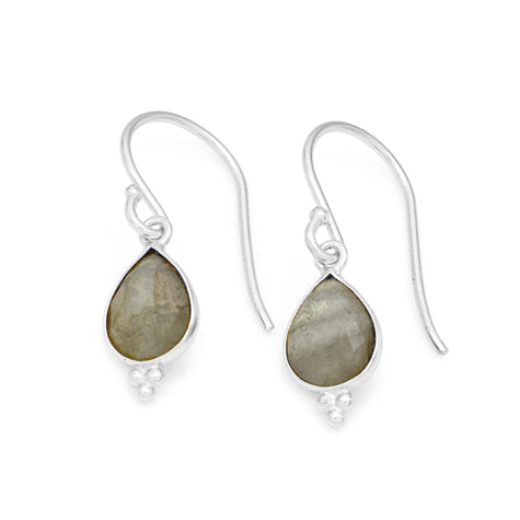 Gemma Earring - Labradorite Drop Silver