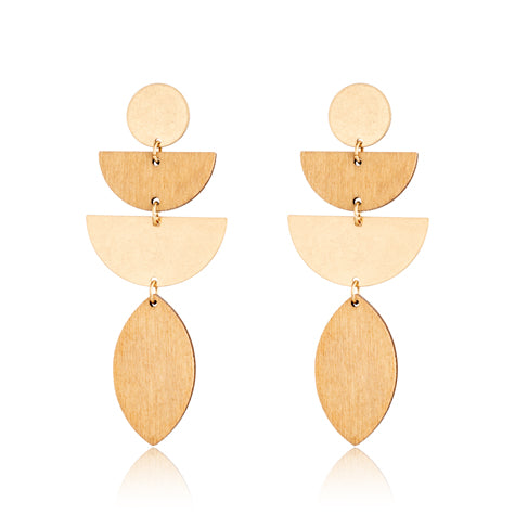 ZEN Earring - Wood Gold Long Drops