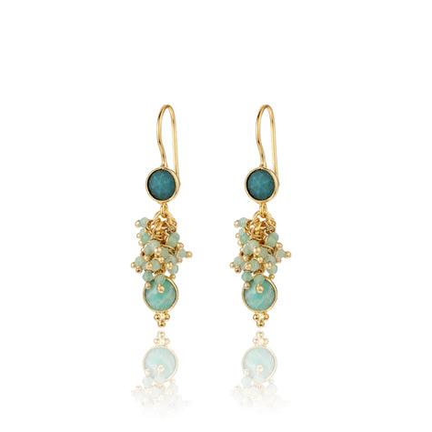 Jill - Turquoise Drop Earrings  + Beads