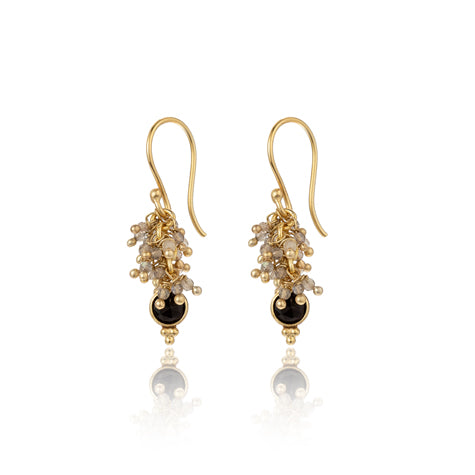 Jill - Black Drop Earrings  + Beads