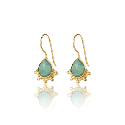 Gemma Earring - Amazonite Teardrop - Gold