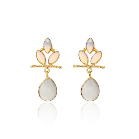 Gemma Earring - Chalcedony Drops Gold