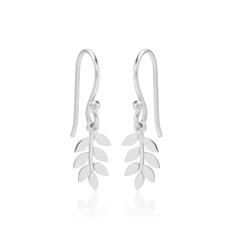 Pretty Leaf Drop Earrings - Silver