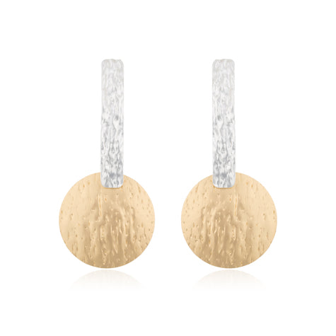 Gilda Earring - Gold Disc Silver Drop